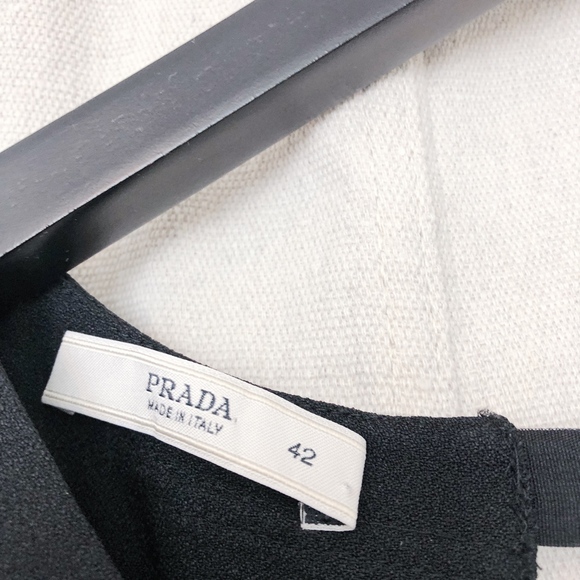Prada Black Sleeveless Midi Dress w/ Side Ruffle - Picture 2 of 5